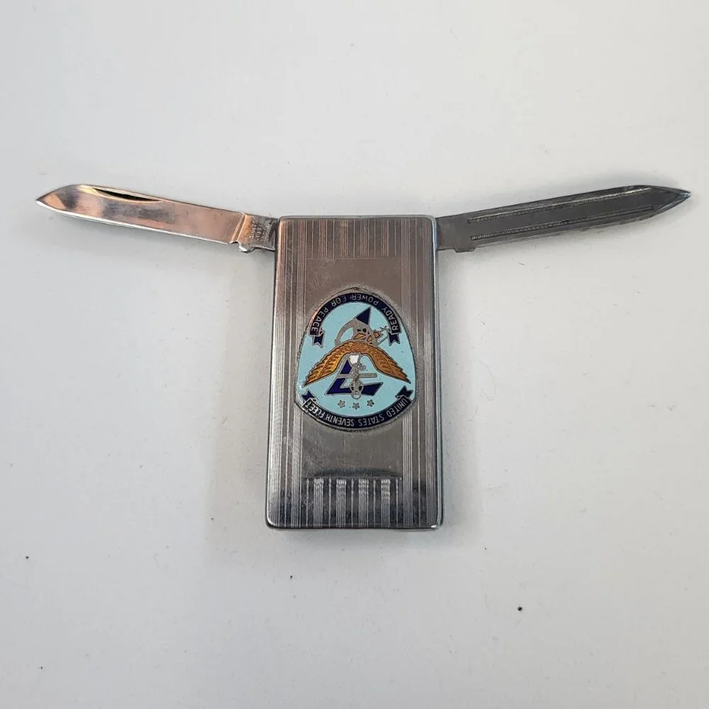 United States Seventh Fleet money clip with pull out nail file